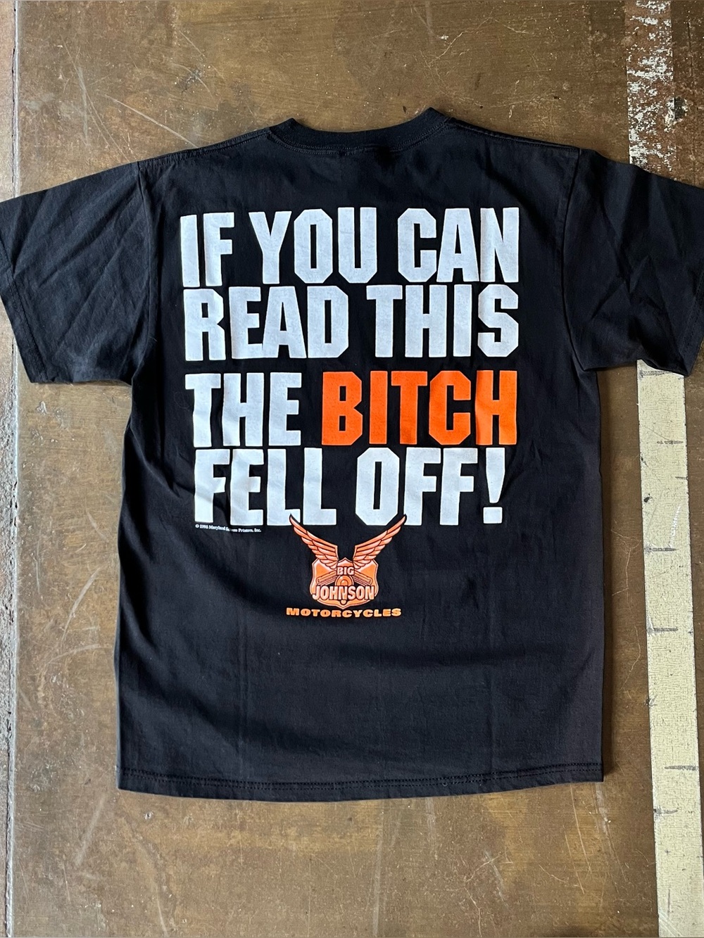 Big Johnson Vintage 1998 If You Can Read This Double Sided Biker T-Shirt Medium